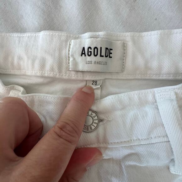 AGOLDE Riley Long High-Rise Straight Jeans sour cream‎ white 28 - Picture 7 of 12